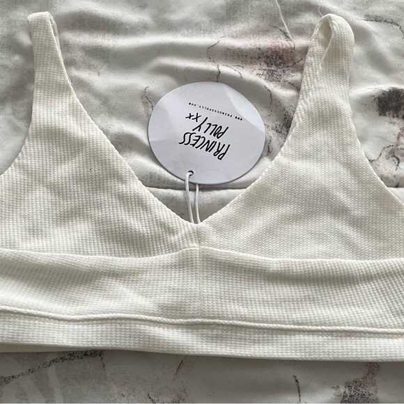 NWT Princess Polly So Simple white ribbed lined bralette, size 6 athleisure - Picture 11 of 15